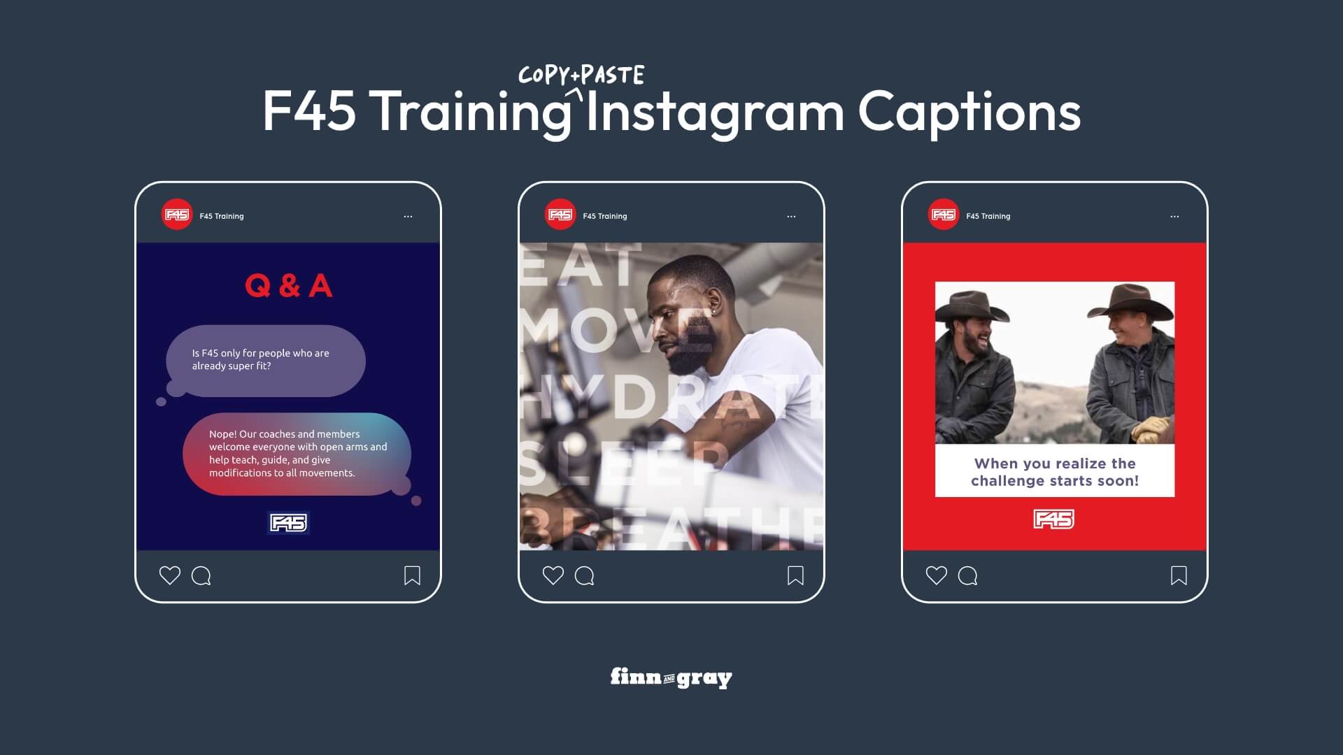 F45 Training instagram captions graphics