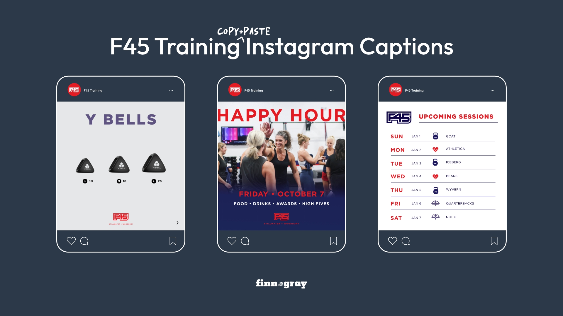 F45 Training instagram captions graphic tiktok ideas